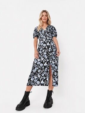 khaki mesh ruched bardot midi dress Missguided Khaki Mesh Ruched Bardot Midi Dress - UK Size 6 - BNWT